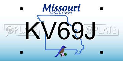 KV69J Missouri License Plate