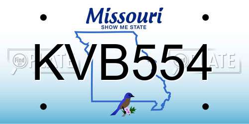 KVB554 Missouri License Plate