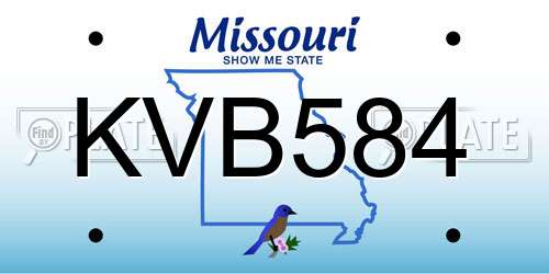 KVB584 Missouri License Plate
