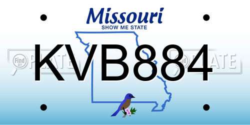 KVB884 Missouri License Plate
