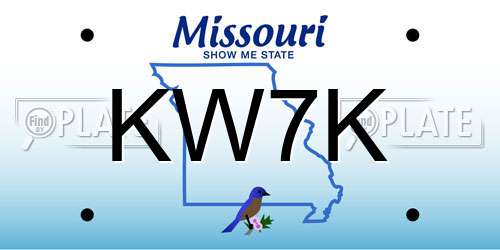 KW7K Missouri License Plate