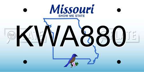 KWA880 Missouri License Plate