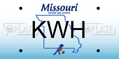 KWH Missouri License Plate