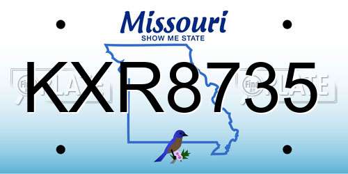 KXR8735 Missouri License Plate
