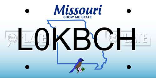 L0KBCH Missouri License Plate
