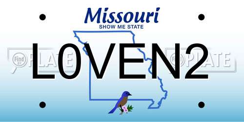 L0VEN2 Missouri License Plate