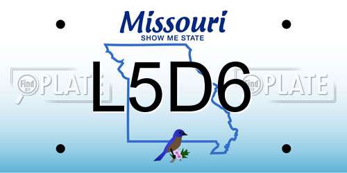 L5D6 Missouri License Plate