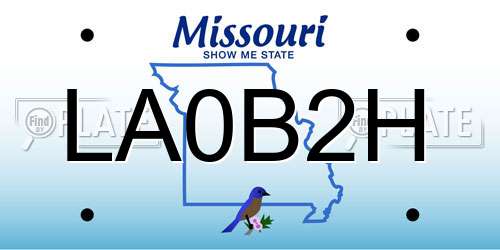 LA0B2H Missouri License Plate