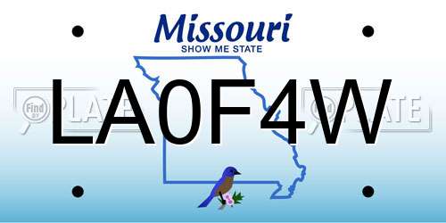 LA0F4W Missouri License Plate