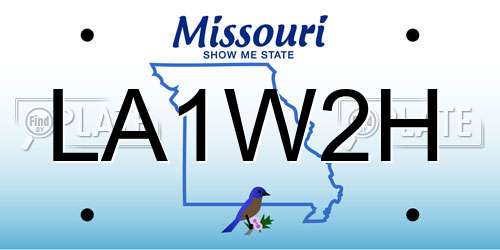 LA1W2H Missouri License Plate