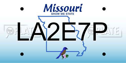 LA2E7P Missouri License Plate