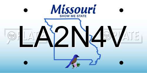 LA2N4V Missouri License Plate
