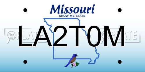 LA2T0M Missouri License Plate