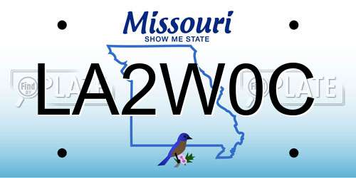 LA2W0C Missouri License Plate