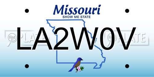 LA2W0V Missouri License Plate
