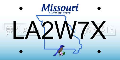 LA2W7X Missouri License Plate