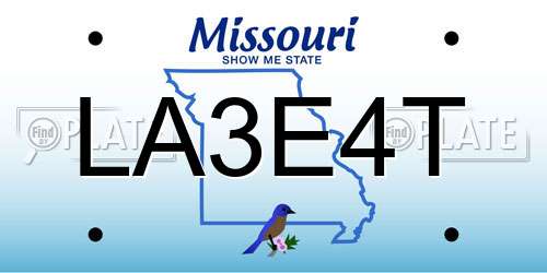 LA3E4T Missouri License Plate