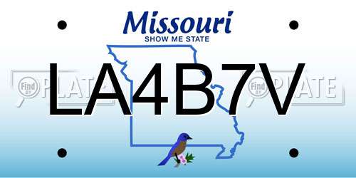 LA4B7V Missouri License Plate