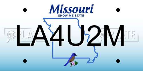 LA4U2M Missouri License Plate