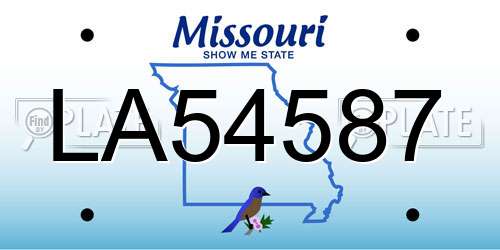 LA54587 Missouri License Plate