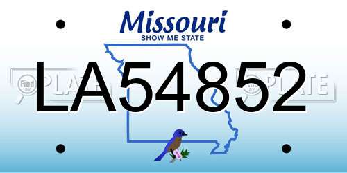 LA54852 Missouri License Plate