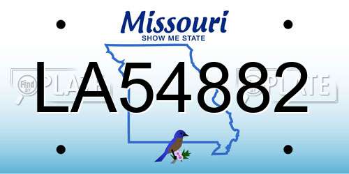 LA54882 Missouri License Plate