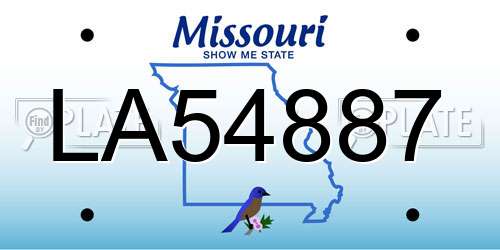 LA54887 Missouri License Plate