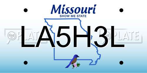 LA5H3L Missouri License Plate