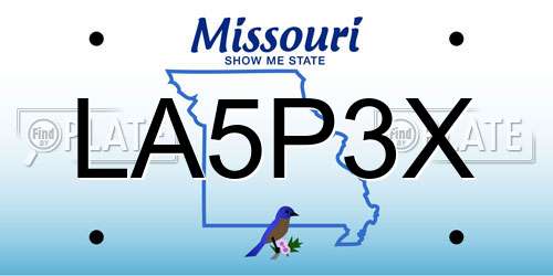 LA5P3X Missouri License Plate