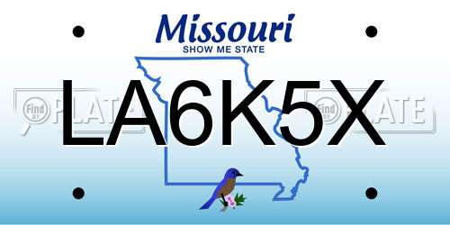 LA6K5X Missouri License Plate