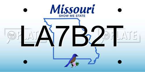 LA7B2T Missouri License Plate