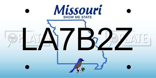 LA7B2Z Missouri License Plate