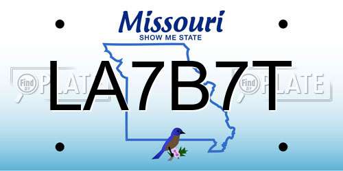 LA7B7T Missouri License Plate