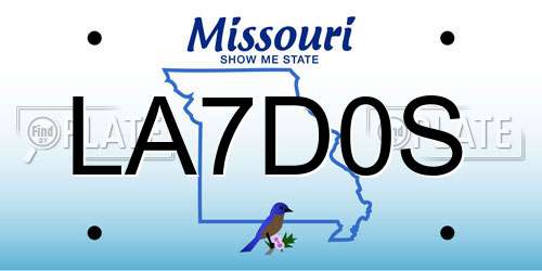 LA7D0S Missouri License Plate