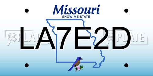 LA7E2D Missouri License Plate