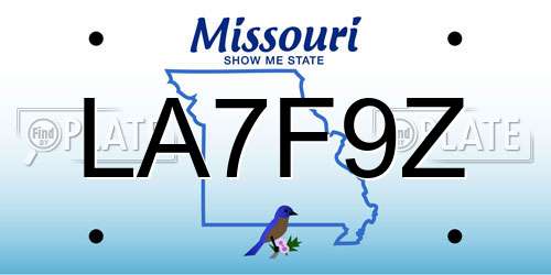 LA7F9Z Missouri License Plate
