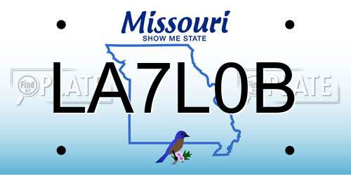 LA7L0B Missouri License Plate