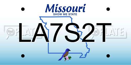 LA7S2T Missouri License Plate