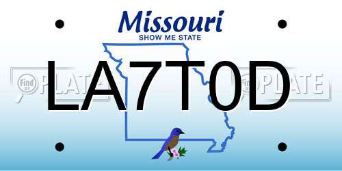 LA7T0D Missouri License Plate