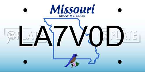 LA7V0D Missouri License Plate