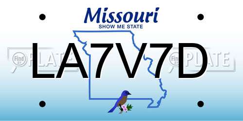 LA7V7D Missouri License Plate