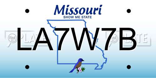LA7W7B Missouri License Plate