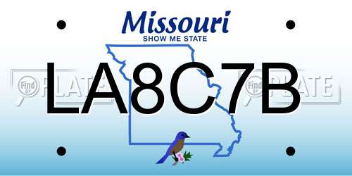 LA8C7B Missouri License Plate