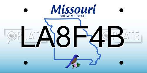 LA8F4B Missouri License Plate