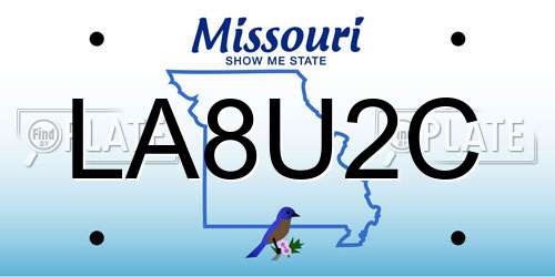 LA8U2C Missouri License Plate