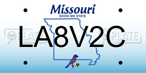 LA8V2C Missouri License Plate