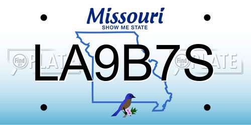 LA9B7S Missouri License Plate