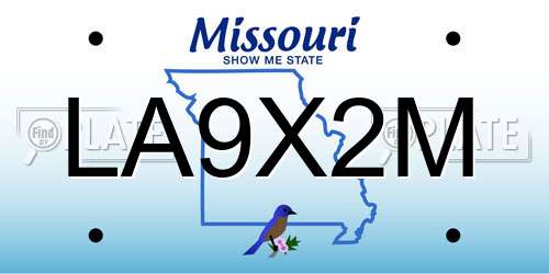 LA9X2M Missouri License Plate