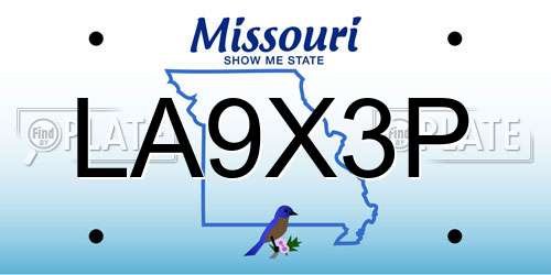 LA9X3P Missouri License Plate
