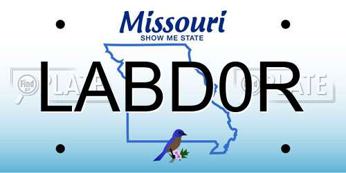 LABD0R Missouri License Plate